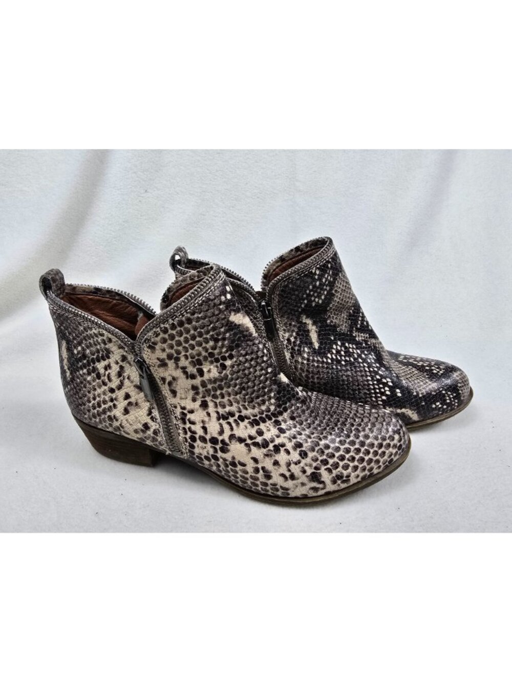 Lucky Brand Womens Size 10 Bartalino Snake Print Ankle Boots Zipper Closure - Picture 2 of 7